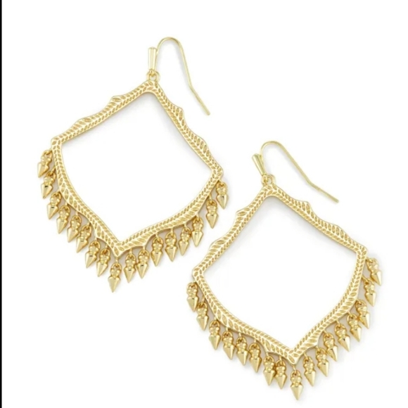 New Lacy Fringe Kendra Scott Gold Earrings - Picture 3 of 10